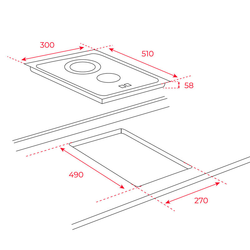 Placa vitrocerámica Teka TBC 32010 TTC – 30 cm, 2 zonas High Light, Booster