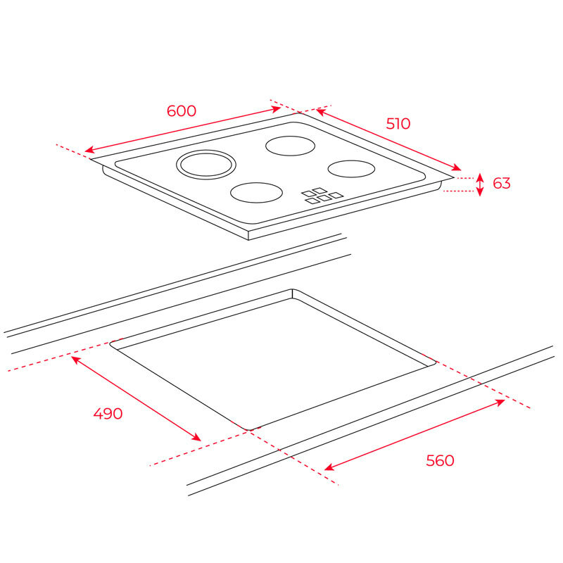 Vitrocerámica Teka TB 6310 – 60 cm, 3 Zonas High-Light, Control Táctil