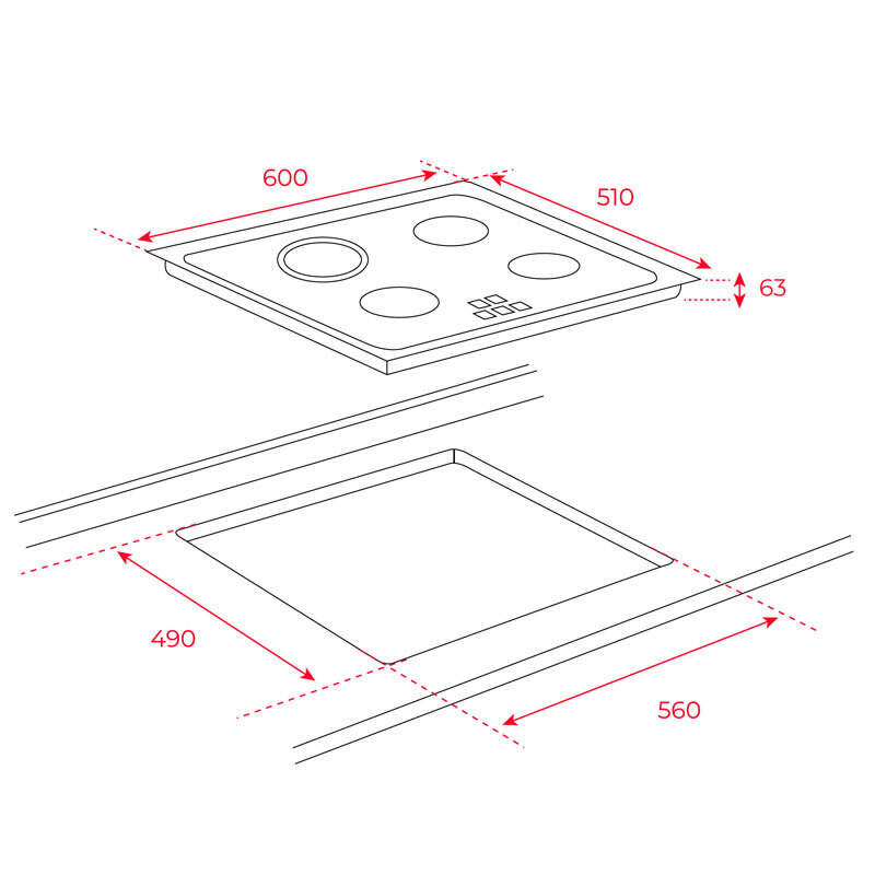 Placa vitrocerámica Teka TB 6315 – 3 zonas, Control táctil, Función Booster