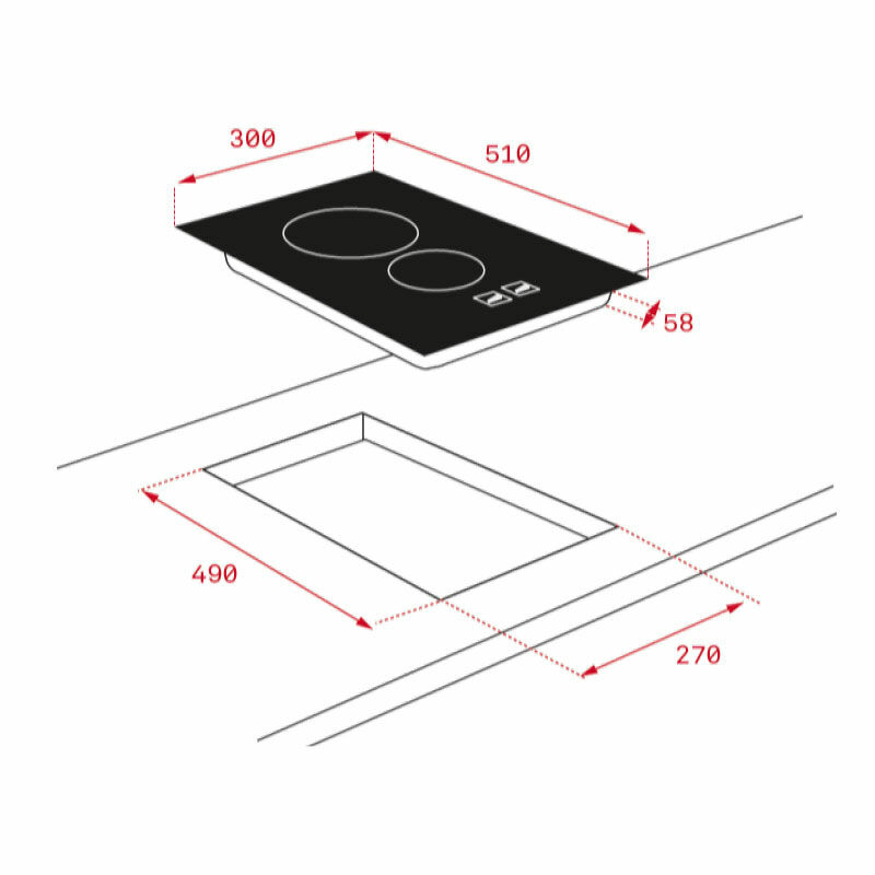 Placa vitrocerámica Teka TZC 32320 TTC – 2 zonas High Light, control táctil, bloqueo infantil