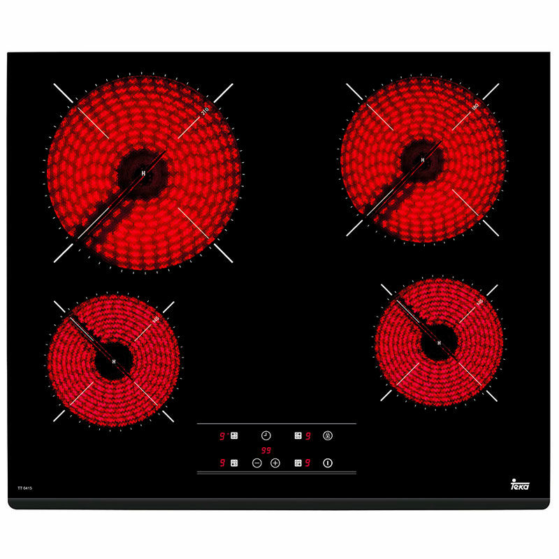 Placa vitrocerámica Teka TZ 6415 – 60 cm, 4 zonas, Control táctil