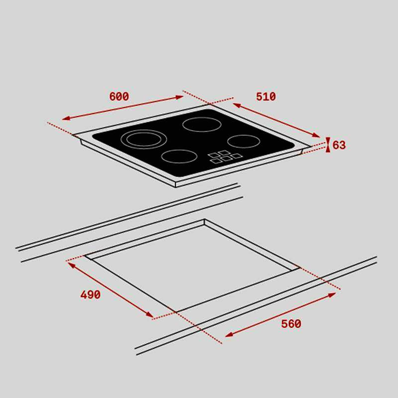 Placa vitrocerámica Teka TZ 6415 – 60 cm, 4 zonas, Control táctil