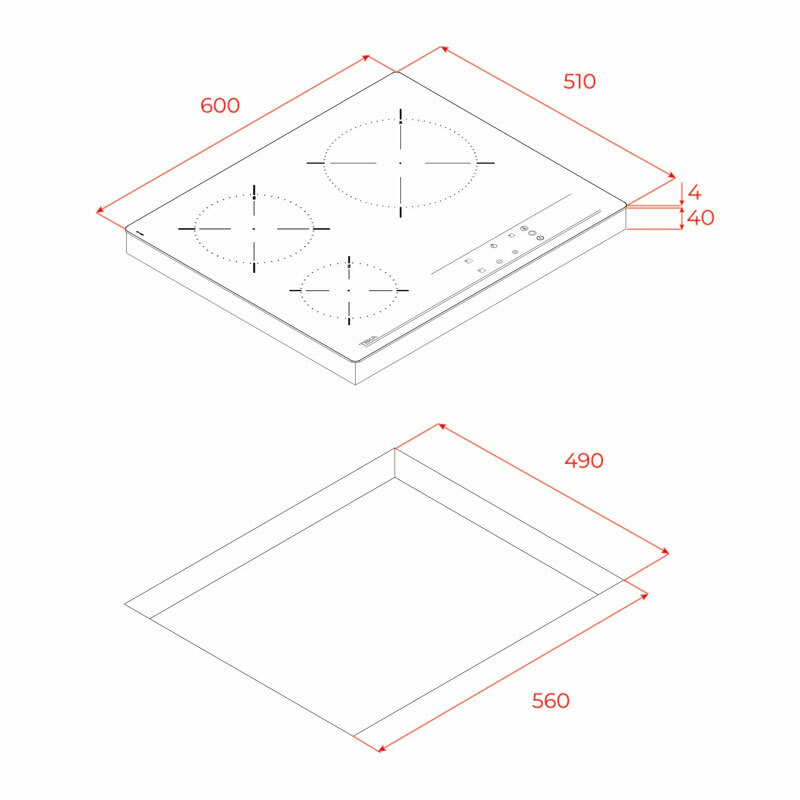 Placa vitrocerámica Teka TBC 63632 TTC BK – Zona XL 32 cm, Control táctil frontal, Función Booster
