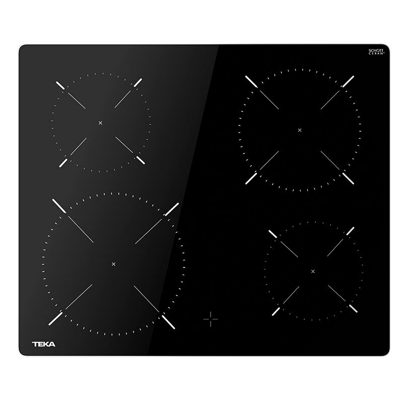 Placa vitrocerámica Teka TTC 64010 CRD BK – 4 zonas High Light, 6300 W, Marco inox