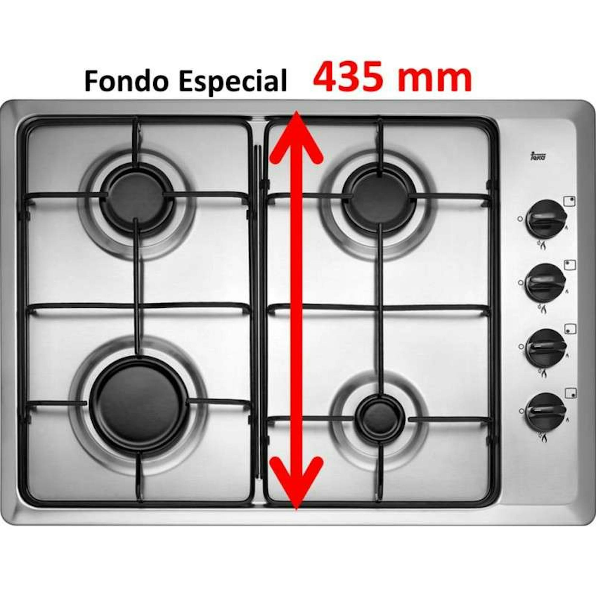 Placa de gas Teka HLX 50 4G AL inox con 4 quemadores y mandos laterales