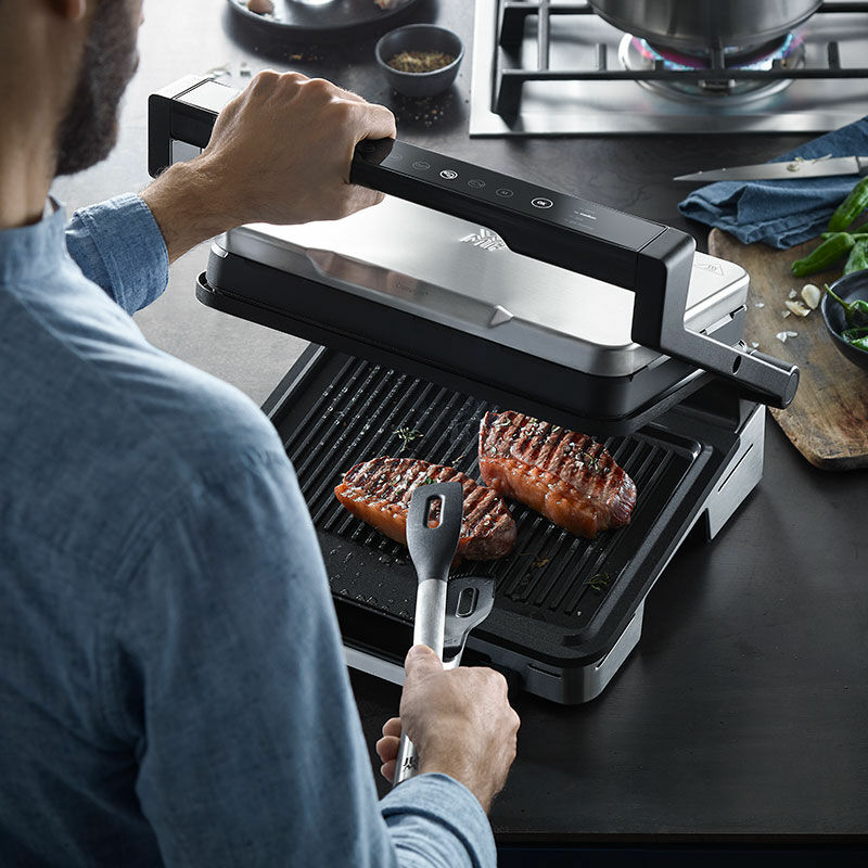 Grill de contacto WMF Profi Plus Contact Grill Perfection – 2000 W, sensor automático, placas extraíbles antiadherentes