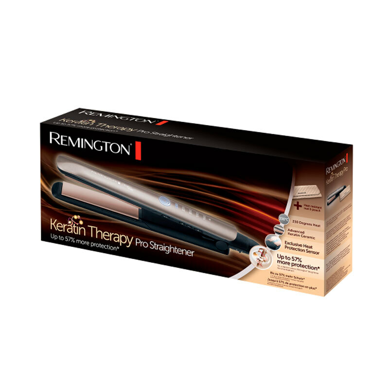 Plancha de pelo Remington S8590 – Placas extralargas 110 mm, Cerámica con queratina, Sensor protección térmica