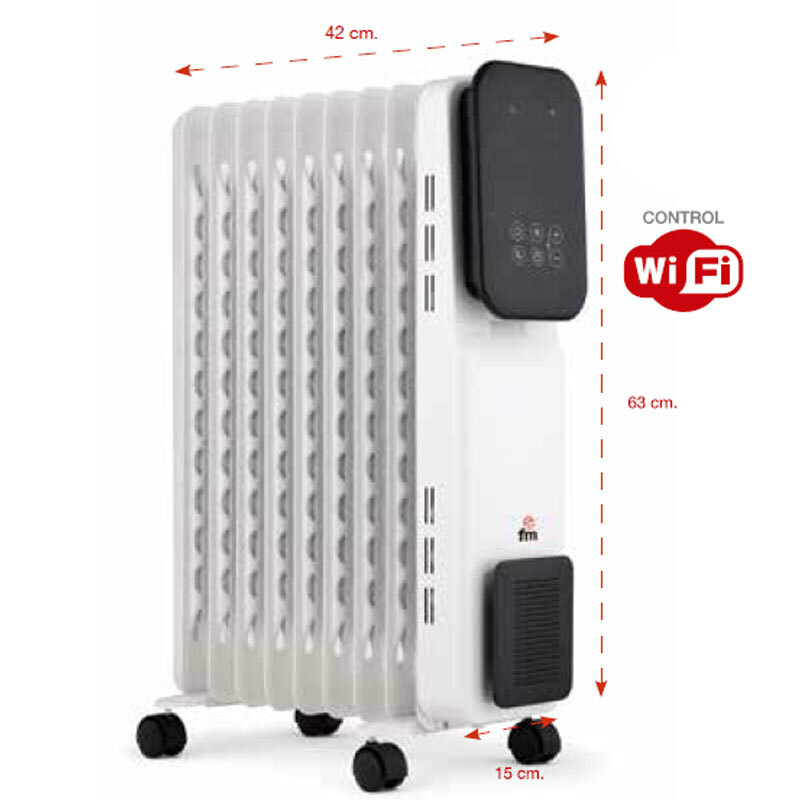 Radiador de aceite FM RI-20 – 2000 W, WiFi programable, 9 elementos