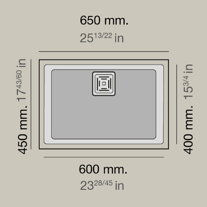Fregadero Poalgi Zie 60 1/S – Blanco, Bajo encimera, Resina Roc Stone antibacteriana