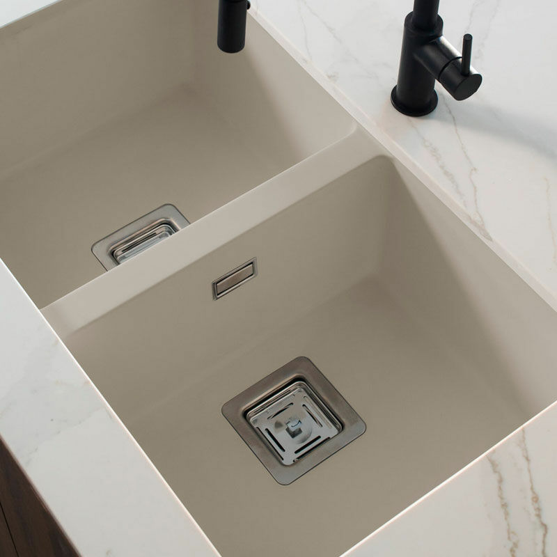 Fregadero Poalgi Zie 70 2/S – Bajo encimera, 2 cubetas profundas, Granito Hekla