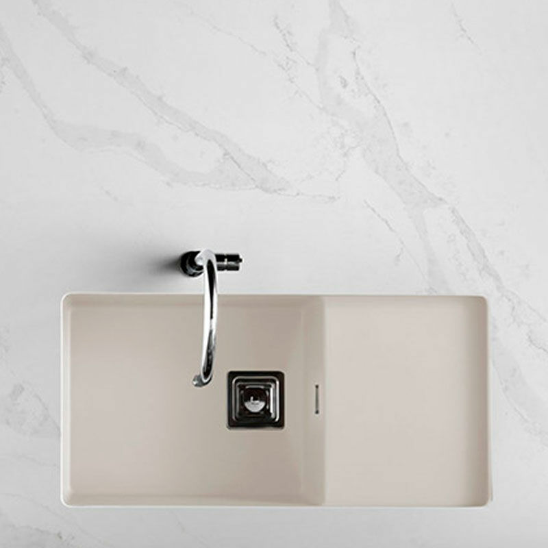 Fregadero Poalgi Zie 81 1/S+E – Bajo encimera, Resina Pergamon, Escurridor reversible