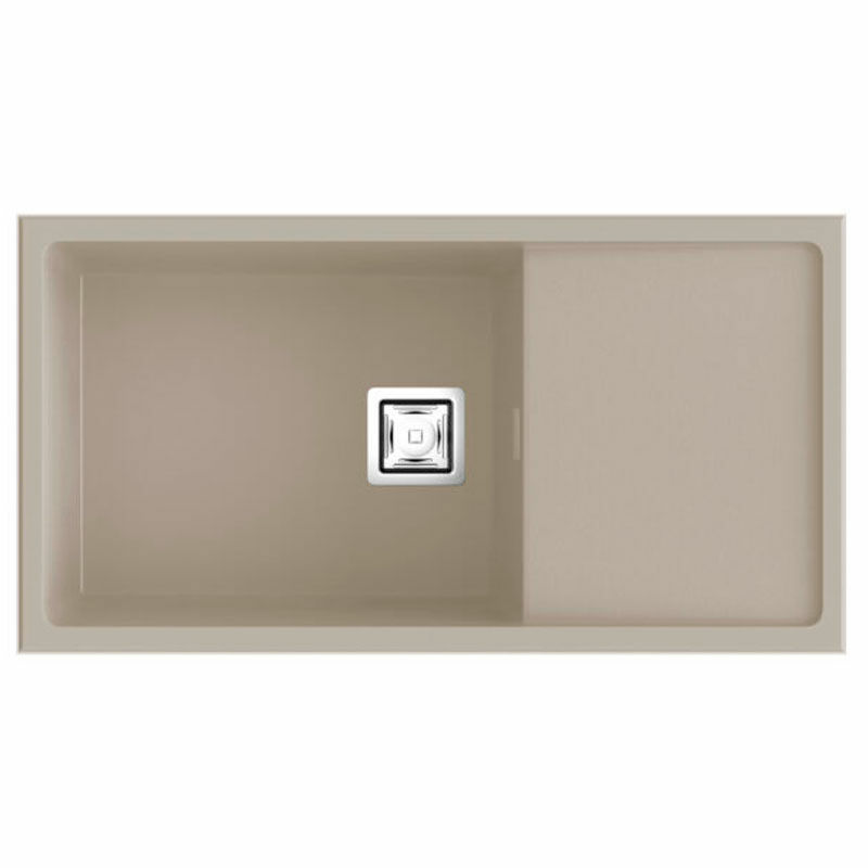 Fregadero Poalgi Zie 81 1/S+E – Bajo encimera, Resina Roc Stone, Escurridor reversible