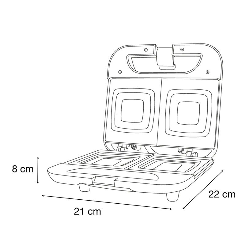 Sandwichera Solac SD5054 Buon Sandwich II – 2 sándwiches, 750 W, placas antiadherentes