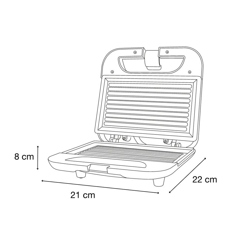 Sandwichera Grill Solac SD5058 – 750 W, 2 sándwiches, placas antiadherentes