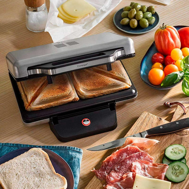 Sandwichera WMF LONO – 2 sándwiches XXL, 800 W, Acero inoxidable