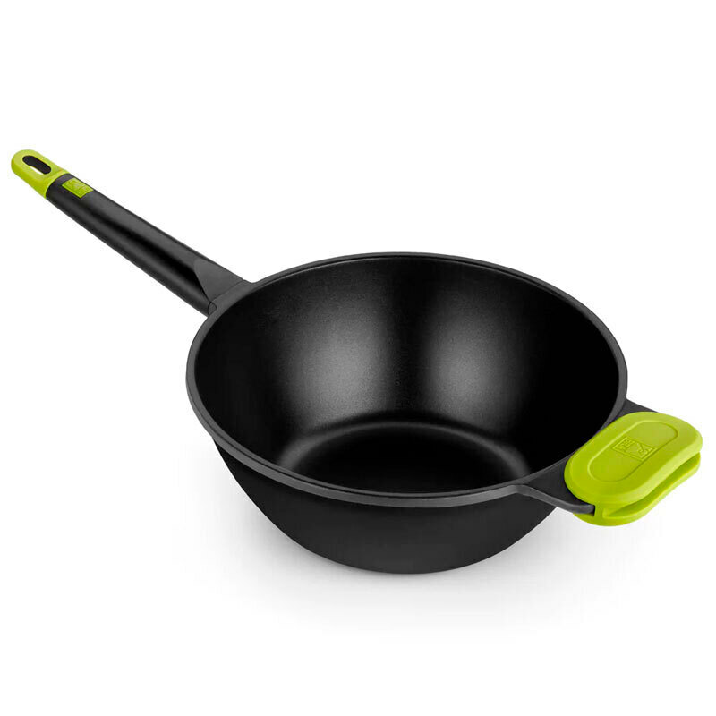 Wok 28 cm BRA A492028 – Aluminio fundido, Antiadherente tricapa, Base full induction