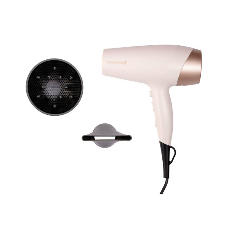 Secador de pelo Remington D4740 – 2200 W, Iónico con aceite de karité, Difusor incluido