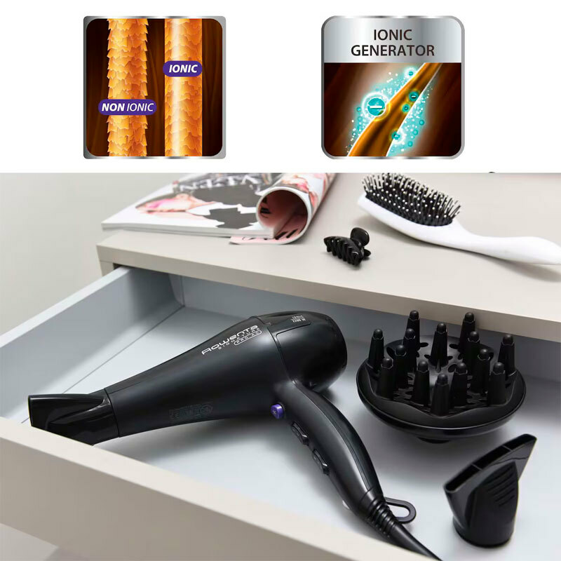 Secador profesional Rowenta Signature Pro CV7840F0 – 2200 W, Motor AC, Ionizador