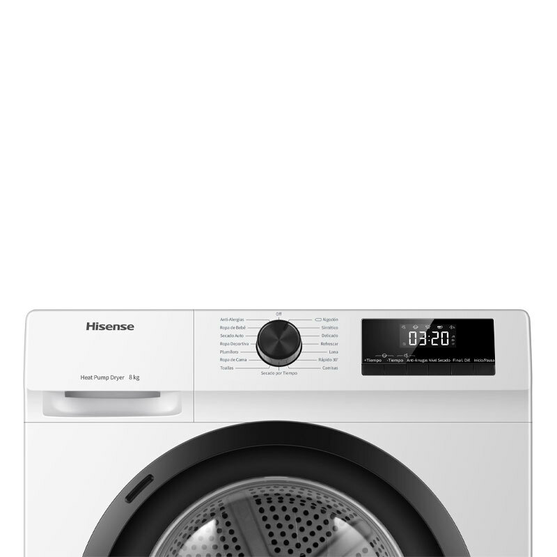 Secadora de carga frontal Hisense DHQE800BW2 – 8 kg, Bomba de calor, Clase A++