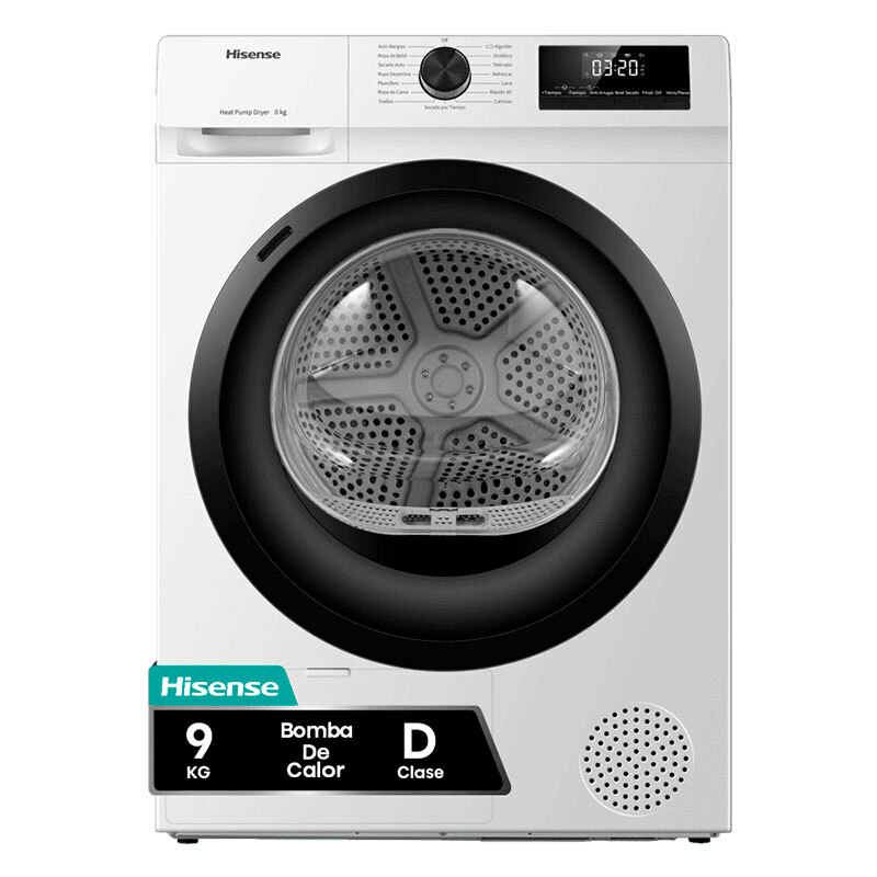 Secadora bomba de calor Hisense DHQE900UWDC – 9 kg, 15 programas, sensor de humedad