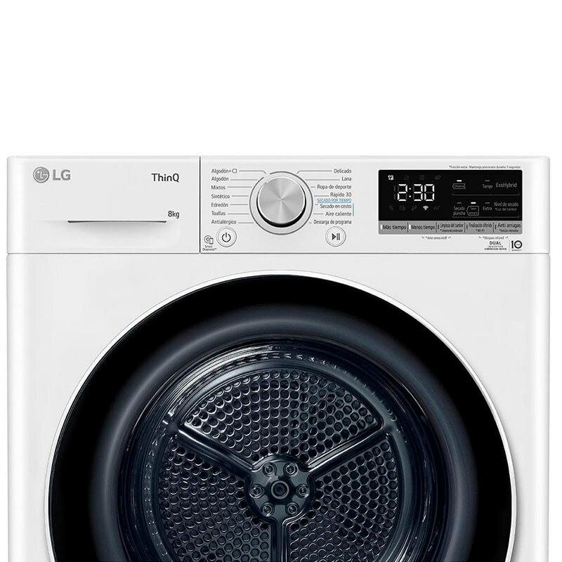 Secadora LG RH80V9AV4N – 8 kg, Bomba de calor Dual Inverter, Wi‑Fi ThinQ
