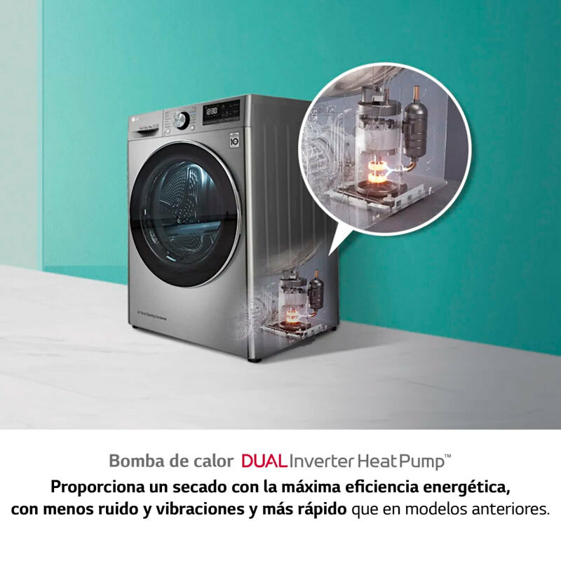Secadora LG RH90V9PV2N – 9 kg, Bomba de calor, Wi‑Fi ThinQ