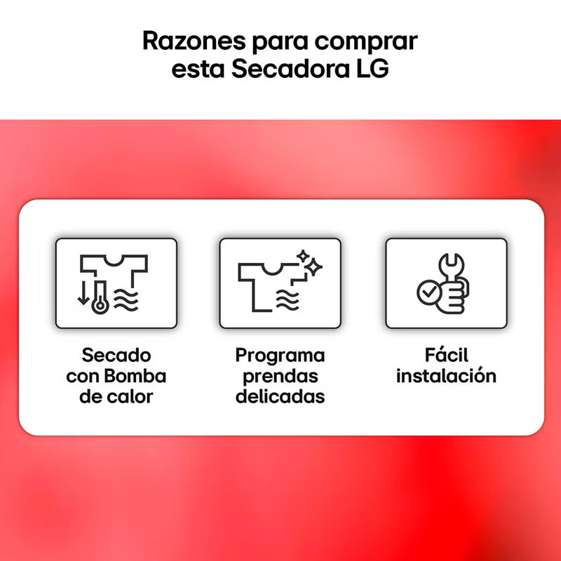 Secadora Bomba de Calor LG RHA1008NDK – 8 kg, A++, Libre instalación