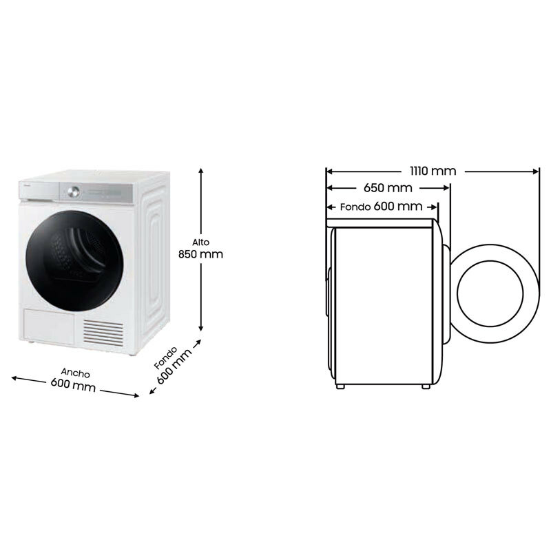 Secadora Samsung DV90DB8845GHU3 – 9 kg, Bomba de calor, Wi‑Fi