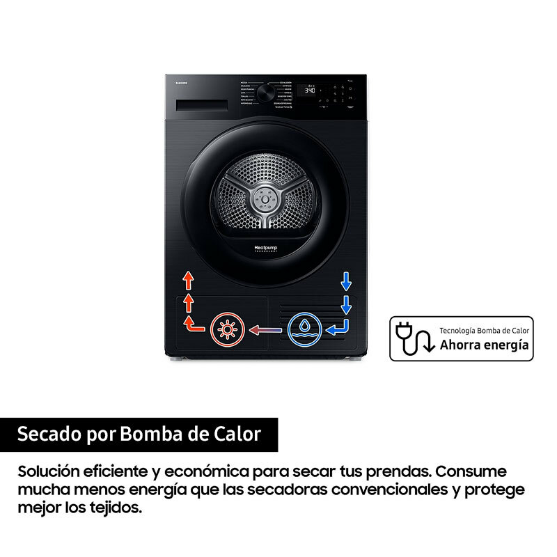 Secadora Samsung DV90DG52A0ABEC – 9 kg, Bomba de calor, WiFi