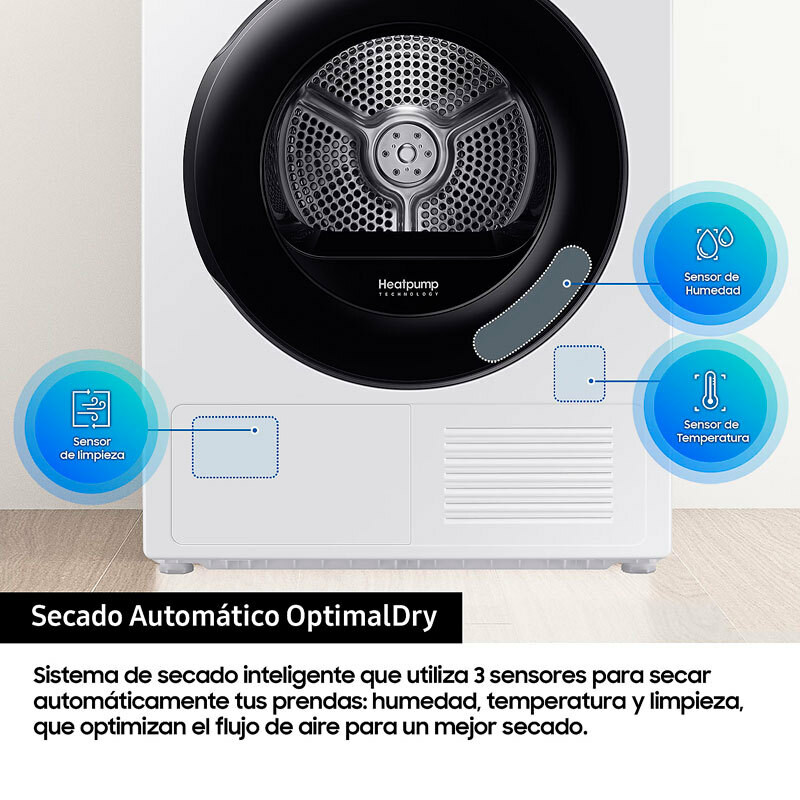 Secadora Samsung DV90DG52A0AEEC – 9 kg, Bomba de calor, WiFi SmartThings