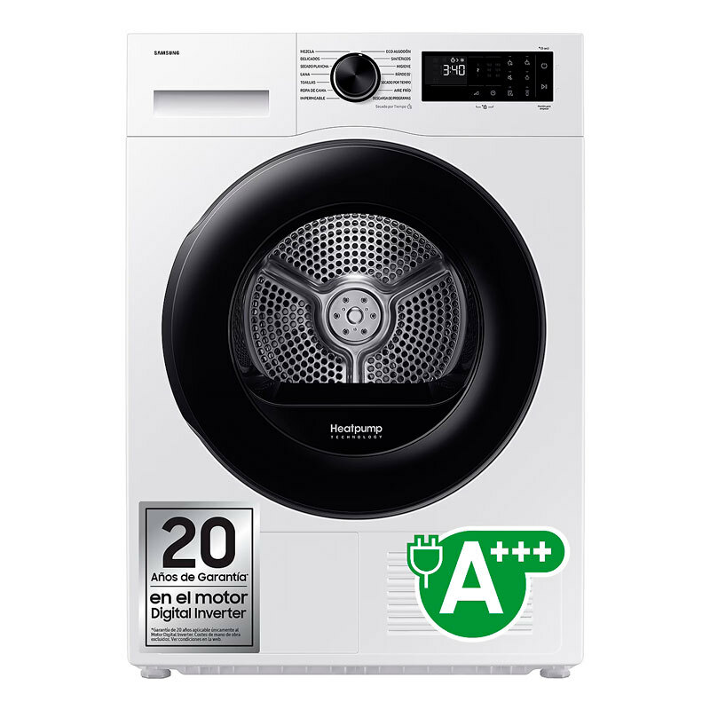 Secadora Samsung DV90DG52A0AEEC – 9 kg, Bomba de calor, WiFi SmartThings