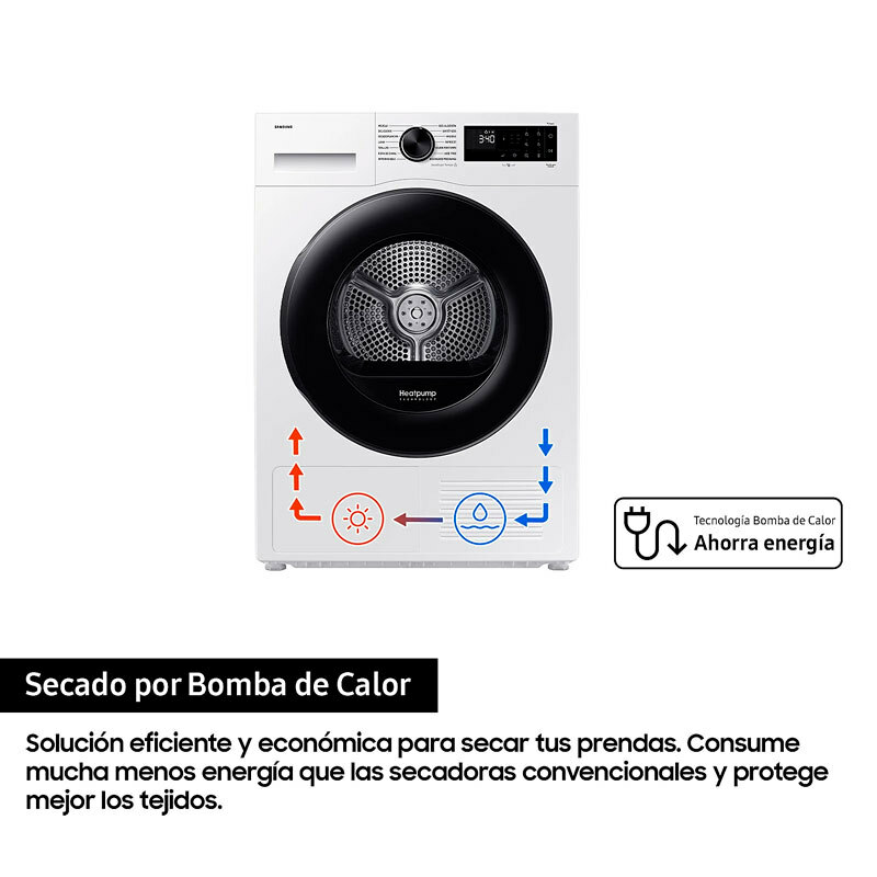 Secadora Samsung DV90DG52A0AEEC – 9 kg, Bomba de calor, WiFi SmartThings