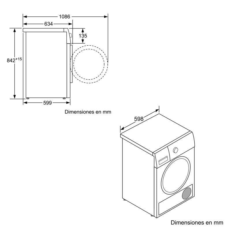 Secadora de ropa Siemens WT47R461ES – Bomba de calor, 8 kg, A+++