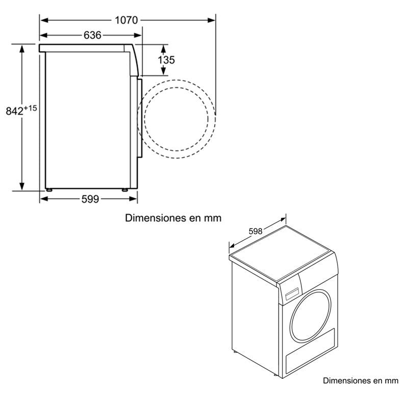 Secadora de ropa Siemens WT47URH1ES – Bomba de calor, 8 kg, A+++