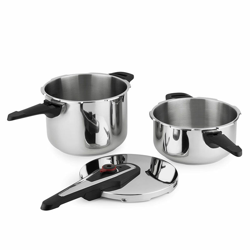 Set de ollas a presión BOJ Lightning – 4,0+6,0 L, Inox 18/10, 3 sistemas seguridad