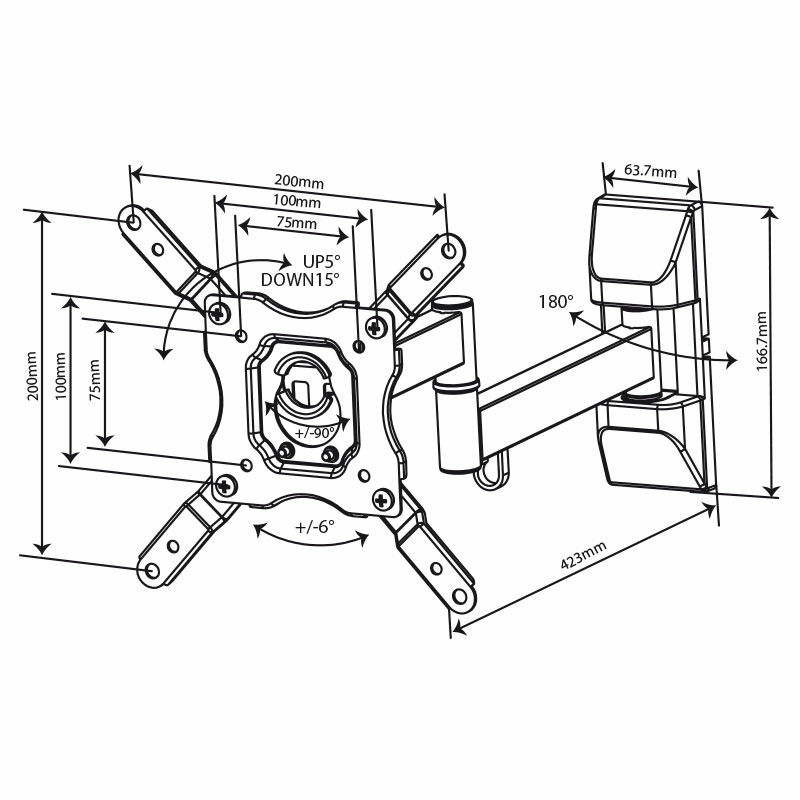 Soporte de pared Vivanco BFMO 6020 – Hasta 43", Carga 25 kg, Inclinable -5°/+15°