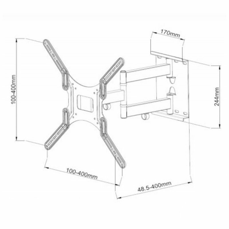 Soporte TV articulado Vivanco WAP 410 1 – 23-55", 45 kg, VESA 100-400