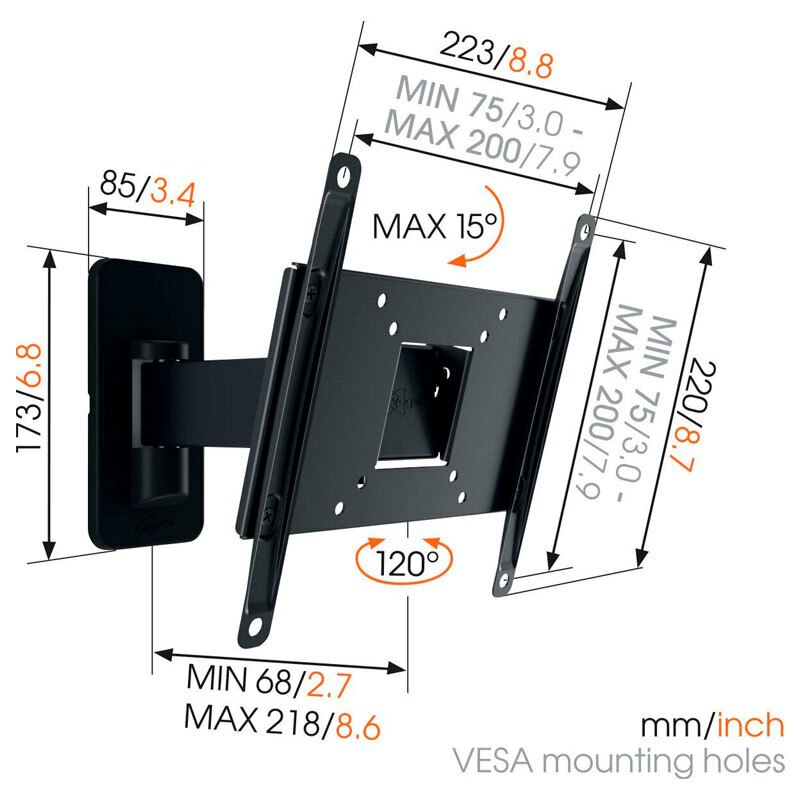 Soporte de pared para TV Vogel's MA2030 – 19–43", giro 120°/inclinable 15°, carga 15 kg
