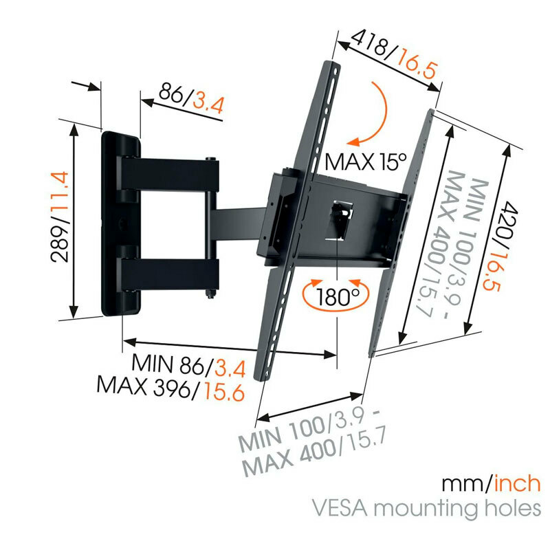 Soporte de pared TV Vogel's MA3040 – Giro 180°, Inclinación 15°, VESA hasta 400 x 400