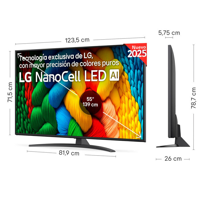 Televisor LG 55NANO81A6A – 55" 4K UHD, NanoCell, Smart TV (webOS)