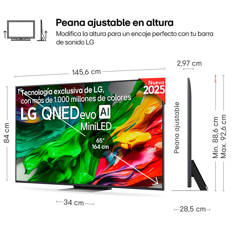 Televisor LG 65QNED87A6B – Mini LED 4K, 120 Hz, Smart TV webOS