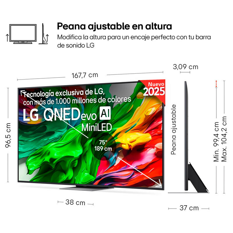 Televisor 75" LG 75QNED87A6B – Mini LED, 4K UHD, 120 Hz