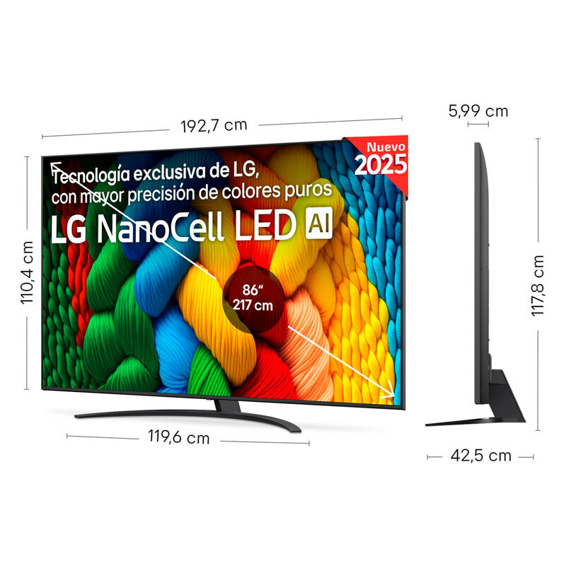 Televisor LG 86NANO81A6A – 86" NanoCell 4K UHD, Smart TV webOS, HDR10 Pro
