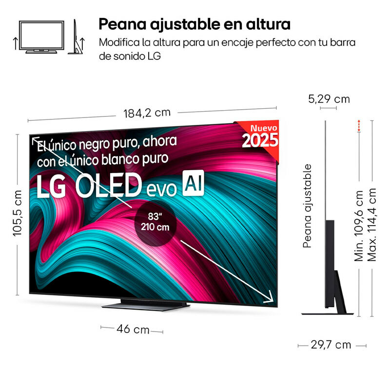 Televisor OLED LG OLED83C54LA – OLED evo, 4K UHD, Dolby Atmos