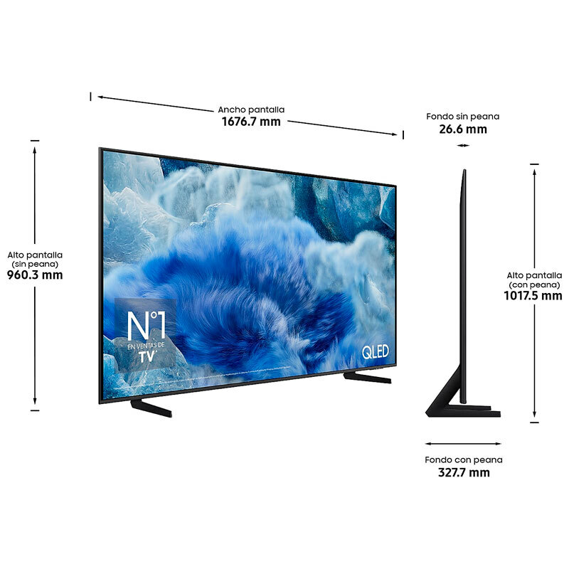 TV QLED Samsung TQ75Q8FAAUXXC – 75" 4K UHD, Quantum HDR+, Smart TV Tizen