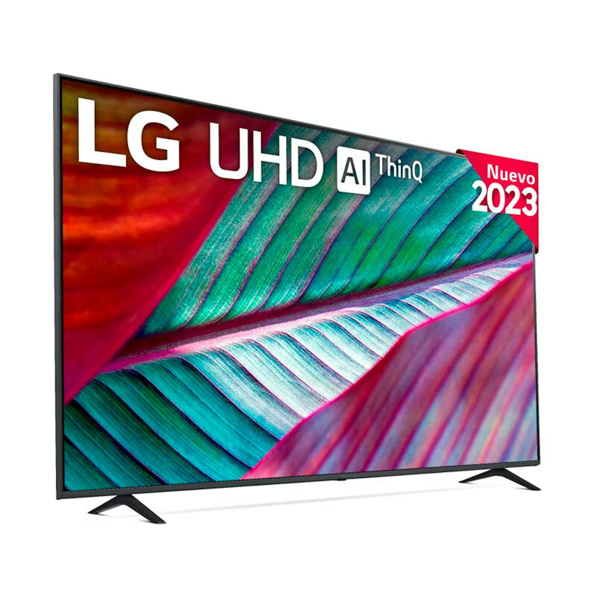 TV LG 75UR78006LK de 75 pulgadas, vista frontal sobre fondo blanco