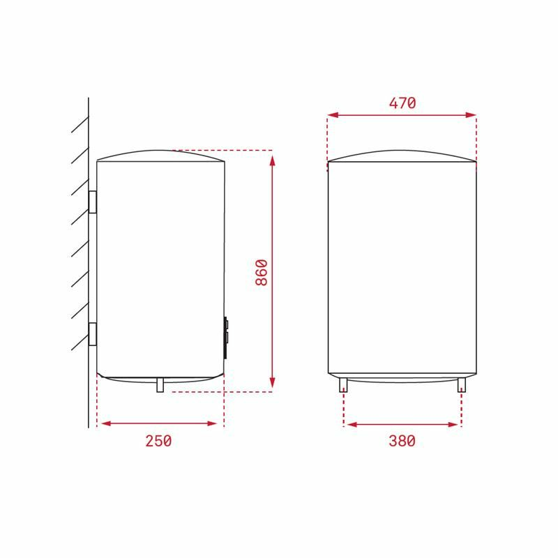 Termo eléctrico Teka EWH 50 D SLIM – 47 L, instalación vertical/horizontal, control digital