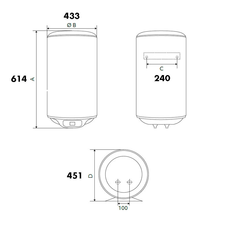 Termo eléctrico Edesa DIGITAL 50 – 50 L, Control digital, Vertical