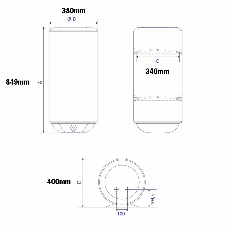 Termo eléctrico Edesa TRE50SLIM – 50 L, Slim, Instalación vertical/horizontal