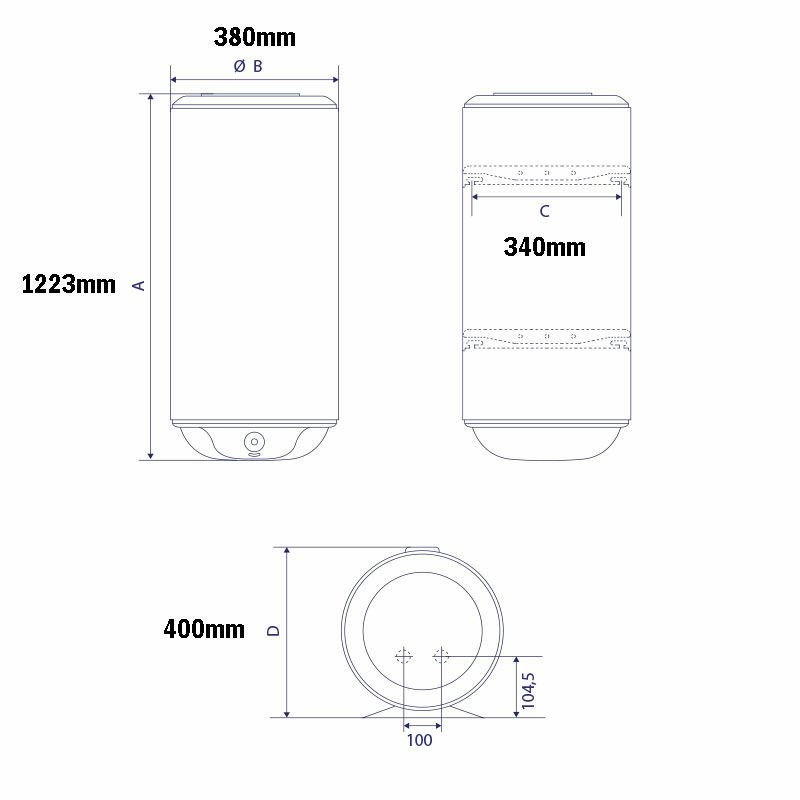 Termo eléctrico Edesa TRE SLIM 80 – 80 L, perfil estrecho, instalación vertical/horizontal